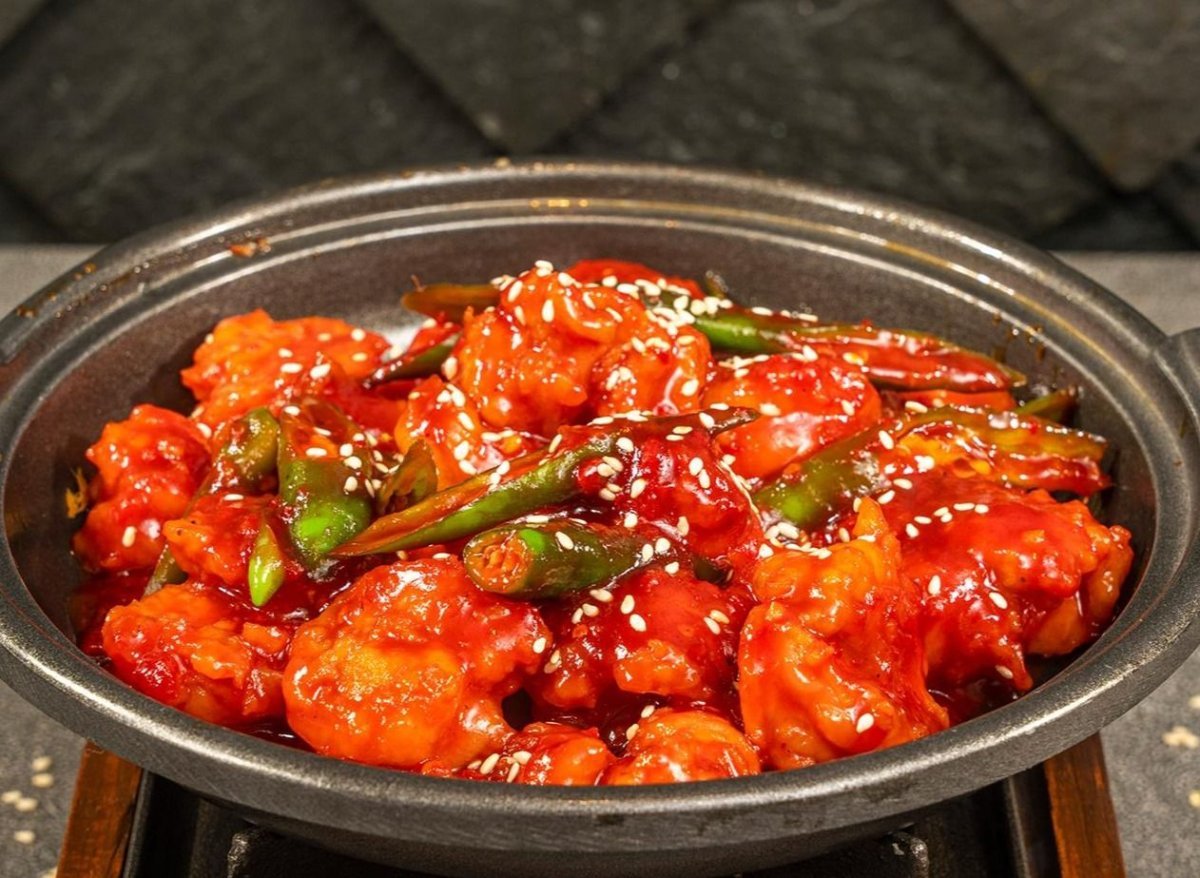 Honey chilli sesame prawns